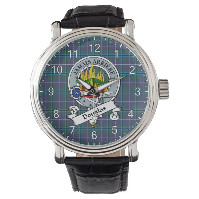 Classic Timeless Clan Douglas Abzeichen Tartan Wat Armbanduhr (Vorderseite)