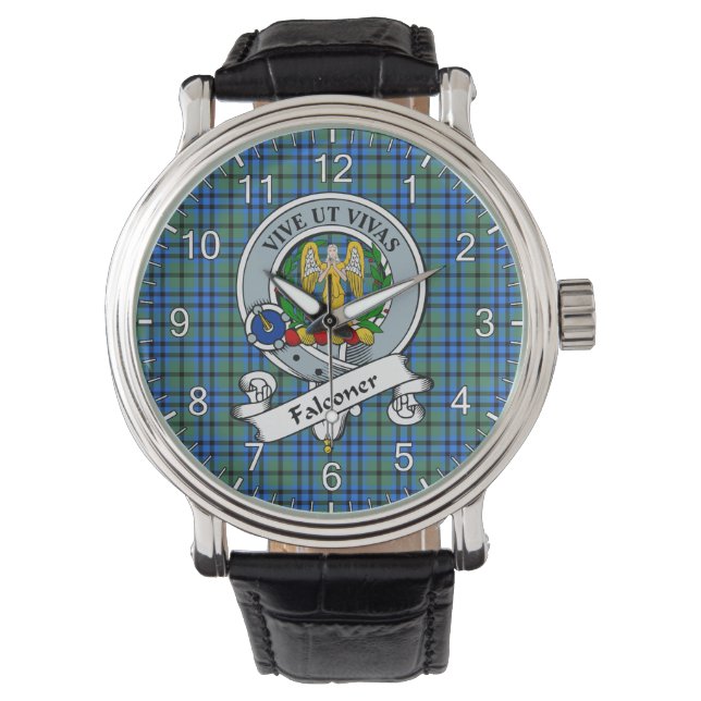 Classic Timeless Clan Falconer Abzeichen Tartan Wa Armbanduhr (Vorderseite)
