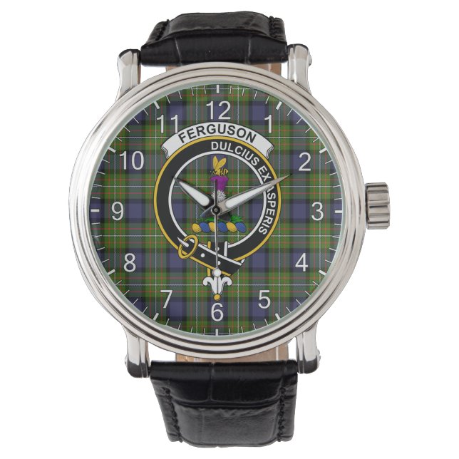 Classic Timeless Clan Ferguson Tartan Abzeichen Ka Armbanduhr (Vorderseite)