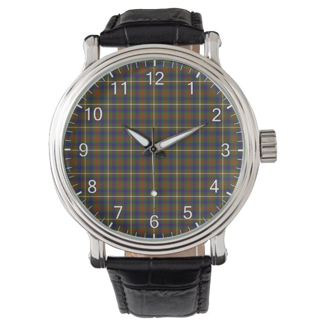 Classic Timeless Clan Fraser Jagd Tartan Kariert Armbanduhr (Vorderseite)