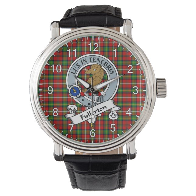 Classic Timeless Clan Fullerton Abzeichen Tartan W Armbanduhr (Vorderseite)