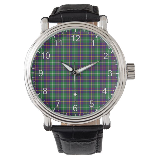 Classic Timeless Clan Inglis Modern Tartan Kariert Armbanduhr (Vorderseite)