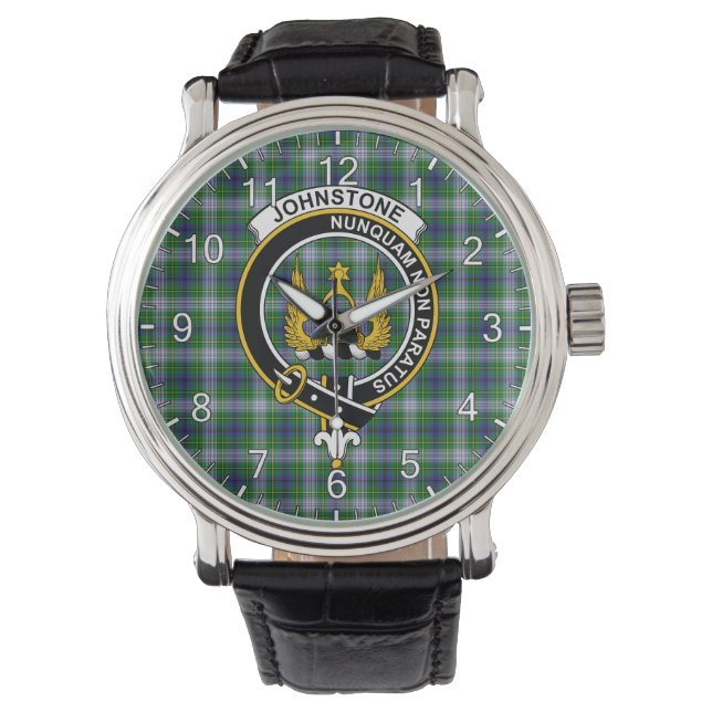 Classic Timeless Clan Johnston Dress Tartan Abzeic Armbanduhr (Vorderseite)