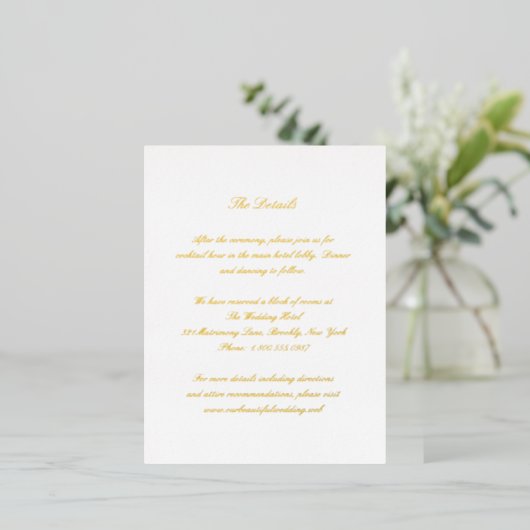 Classic Timeless Wedding Foil Enclosure Card Folie Einladungspostkarte (Stehend vorne)