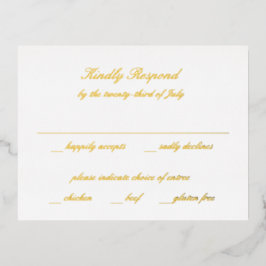 Classic Timeless Wedding RSVP Folie Einladungspostkarte