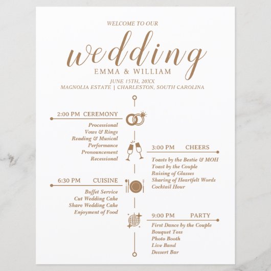 Classic Timeline Wedding Program (Vorderseite)