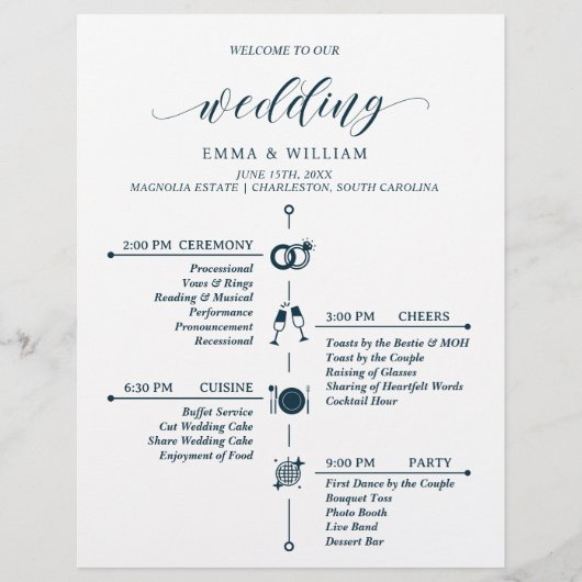 Classic Timeline Wedding Program (Vorderseite)
