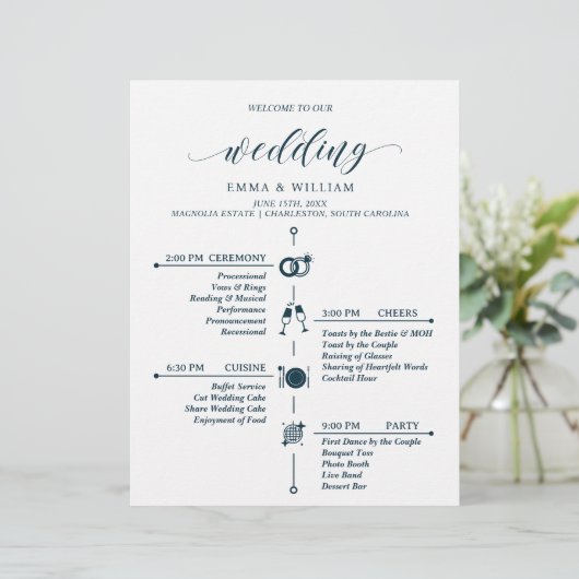 Classic Timeline Wedding Program (Stehend Vorderseite)