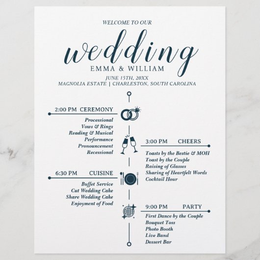 Classic Timeline Wedding Program (Vorderseite)