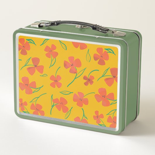 Classic Tin Lunchbox mit hellrot-orangefarbener Bl (Rückseite)