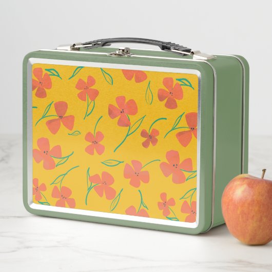 Classic Tin Lunchbox mit hellrot-orangefarbener Bl (Beispiel)
