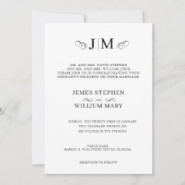 Classic Traditional Monogram Calligraphy Wedding Einladung