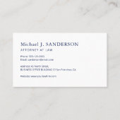 Classic traditional navy blue law firm attorney  visitenkarte (Rückseite)