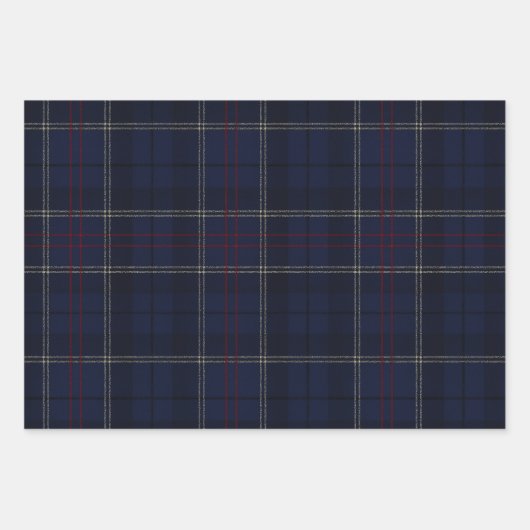 Classic Traditional Navy Red Green Plaid Holiday Geschenkpapier Set (Vorderseite)