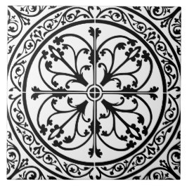 Classic Traditional Stylish Abstract Black & White Fliese