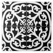 Classic Traditional Stylish Abstract Black & White Fliese (Vorderseite)