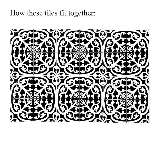 Classic Traditional Stylish Abstract Black & White Fliese