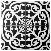 Classic Traditional Stylish Abstract Black & White Fliese