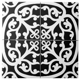 Classic Traditional Stylish Abstract Black & White Fliese