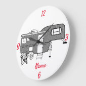 Classic Trailer Caravan Thunder_Cove Große Wanduhr (Winkel)