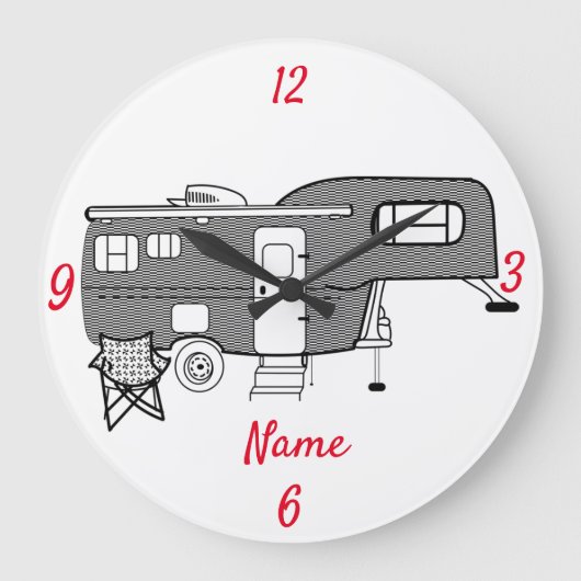 Classic Trailer Caravan Thunder_Cove Große Wanduhr (Vorderseite)