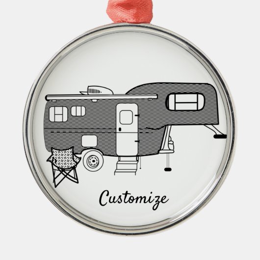 Classic Trailer Caravan Thunder_Cove Ornament Aus Metall (Vorne)