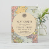 Classic Travel Worl Baby Shower Invitation Einladung (Stehend Vorderseite)