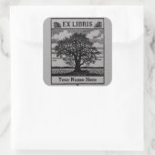 Classic Tree with Books Ex Libris Buchzeichen - Gr Quadratischer Aufkleber (Tasche)