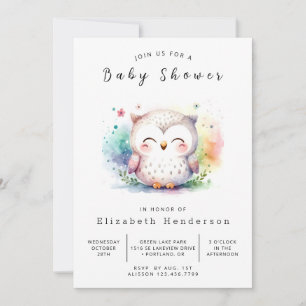 Classic Trees Owl Baby Dusche Einladung