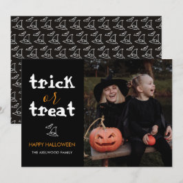 Classic Trick or Treat Halloween Family Photo Feiertagskarte