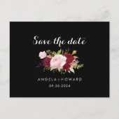 Classic Tropical Black Burgundy Save the Date Card Postkarte (Vorderseite)