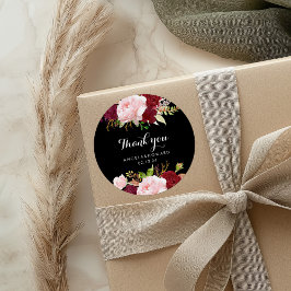 Classic Tropical Black Burgundy Vielen Dank Runder Aufkleber