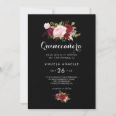 Classic Tropical Black Quinceñera Geburtstagsparty Einladung (Vorderseite)