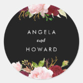 Classic Tropical Black Wedding Umschlag Aufkleber (Vorderseite)