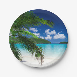 Classic Tropical Island Beach Paradies Pappteller