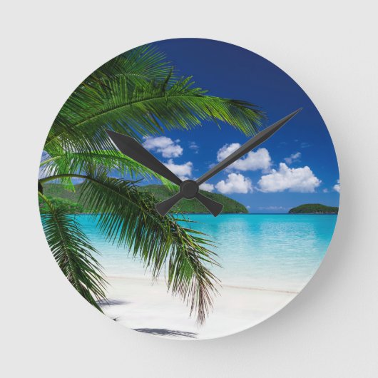 Classic Tropical Island Beach Paradise Runde Wanduhr (Vorderseite)