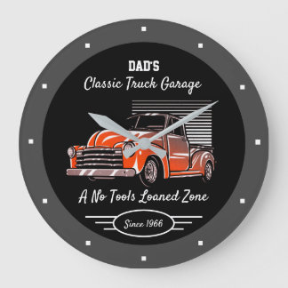 Classic Truck Garage Vaters Irgendwas-Chevy Schwar Große Wanduhr