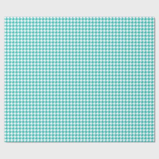 Classic Turquoise and White Houndstooth Pattern Geschenkpapier (Flach)
