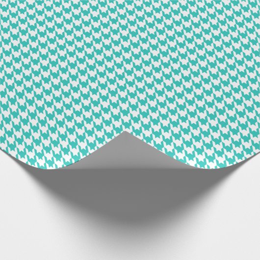 Classic Turquoise and White Houndstooth Pattern Geschenkpapier (Ecke)