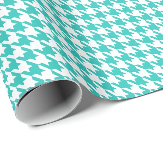 Classic Turquoise and White Houndstooth Pattern Geschenkpapier (Rolleneckpunkt)