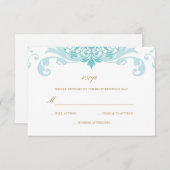 Classic Turquoise & Gold Parco Civico-Ciani RSVP Karte (Vorne/Hinten)