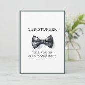 Classic Tuxedo Wedding Trauzeuge Request Card Einladung (Stehend Vorderseite)