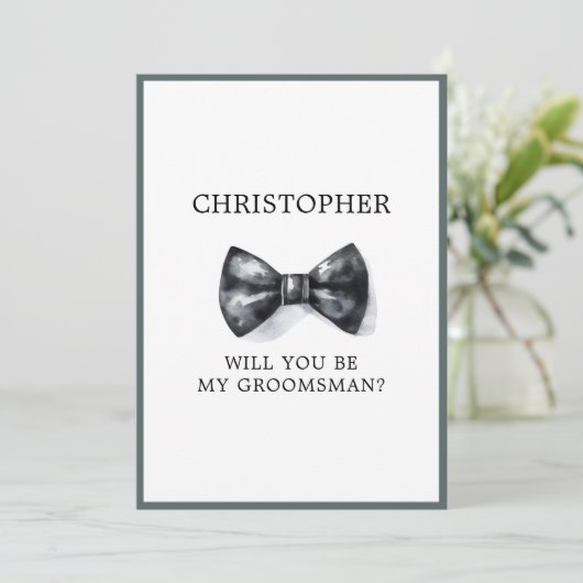 Classic Tuxedo Wedding Trauzeuge Request Card Einladung (Stehend Vorderseite)