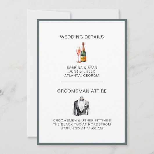 Classic Tuxedo Wedding Trauzeuge Request Card Einladung (Rückseite)