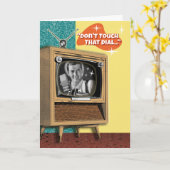 Classic TV Set Retro Geburtstag Karte (Gelbe Blume)