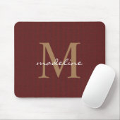 Classic Tweed Red Girly Script Gold Monogram Mousepad (Mit Mouse)