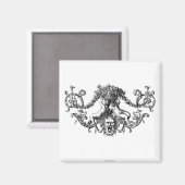 Classic Two Cherubs mit Ivy und Blume Magnet (Vorderseite/Rückseite)