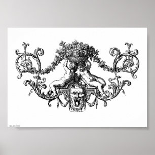 Classic Two Cherubs mit Ivy und Blume Poster