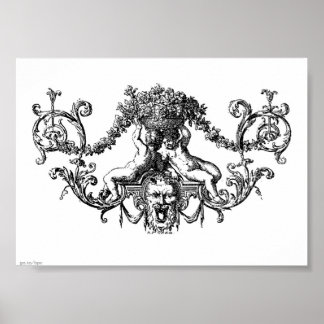 Classic Two Cherubs mit Ivy und Blume Poster