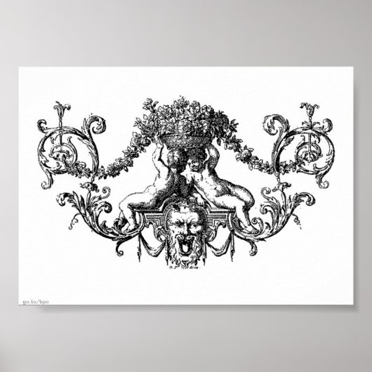 Classic Two Cherubs mit Ivy und Blume Poster (Vorne)